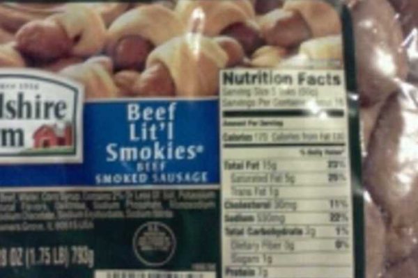 Lil smokies nutrition facts label