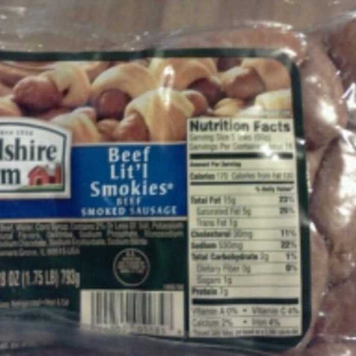 Lil smokies nutrition facts label