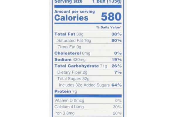 Jumbo honey bun nutrition facts